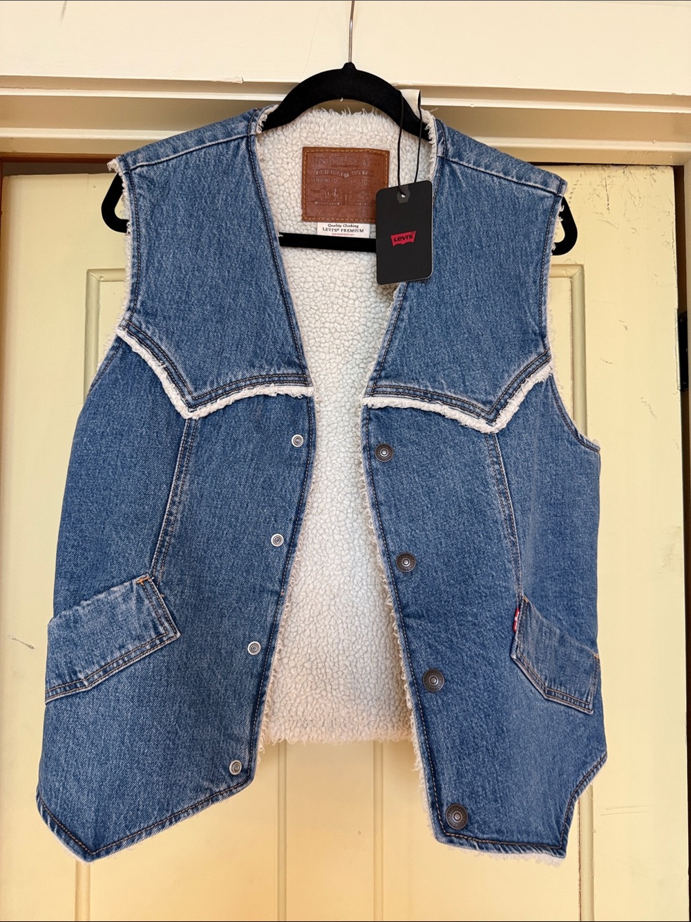 Levi's Blue Denim Sherpa Vest
